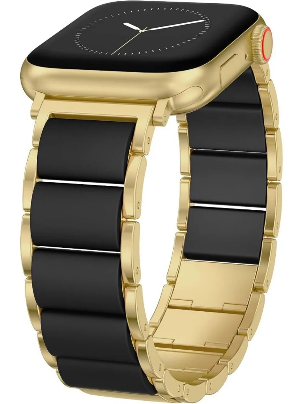 Stylish Silicone & Metal Apple Watch Band for Women - Adjustable Chain Link